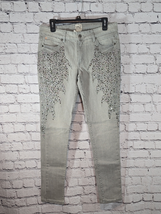 Haute Hippie Denim - Haute Hippie Light Gray Jeans with Crystal Embellishment Size 29 EUC
